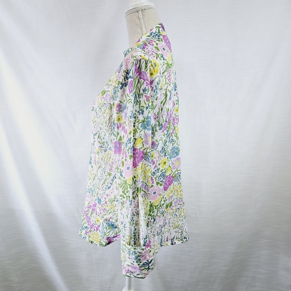 Banjanan White Floral Longsleeve Buttondown Tunic size Large - Picture 5 of 10